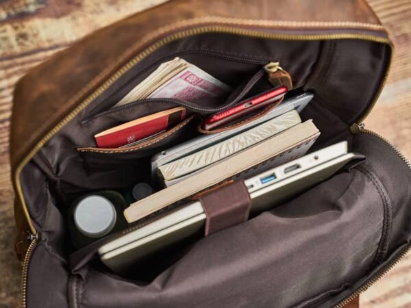 Vintage Leather Backpack | Handmade Flip-Top backpack - Image 17