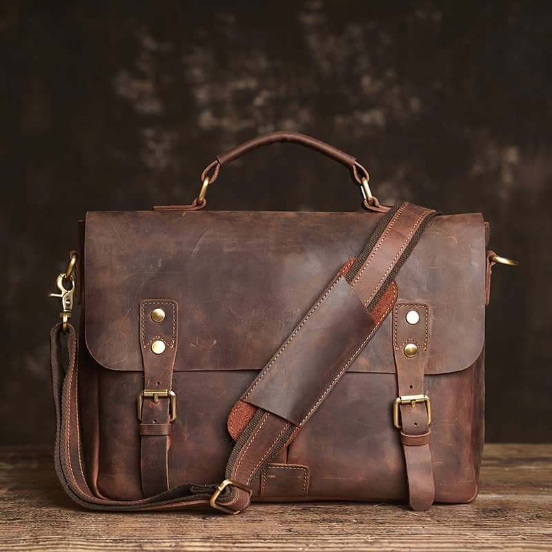 Vintage Leather Handbag | Leather Large Crossbody Bag 3 Vintage Leather Handbag | Leather Large Crossbody Bag - Image 3