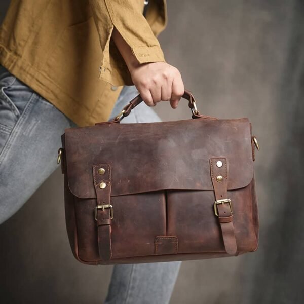 Vintage Leather Handbag | Leather Large Crossbody Bag 8 Vintage Leather Handbag | Leather Large Crossbody Bag - Image 8