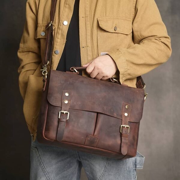 Vintage Leather Handbag | Leather Large Crossbody Bag 7 Vintage Leather Handbag | Leather Large Crossbody Bag - Image 7