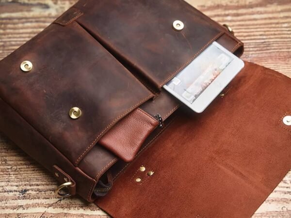 Vintage Leather Handbag | Leather Large Crossbody Bag 11 Vintage Leather Handbag | Leather Large Crossbody Bag - Image 11